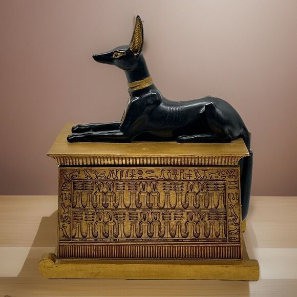 Other - Egyptian God Anubis Trinket Box Figurine Decor Collectible Jewelry Holder